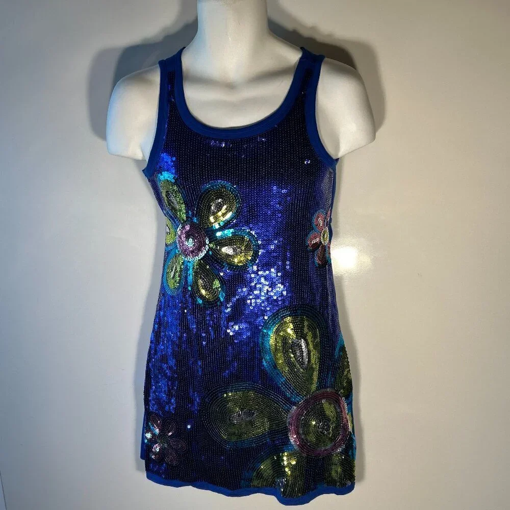 Justice SZ 14 Bright Sequin Dress Mod Flowers Dressy Party Special event Wedding